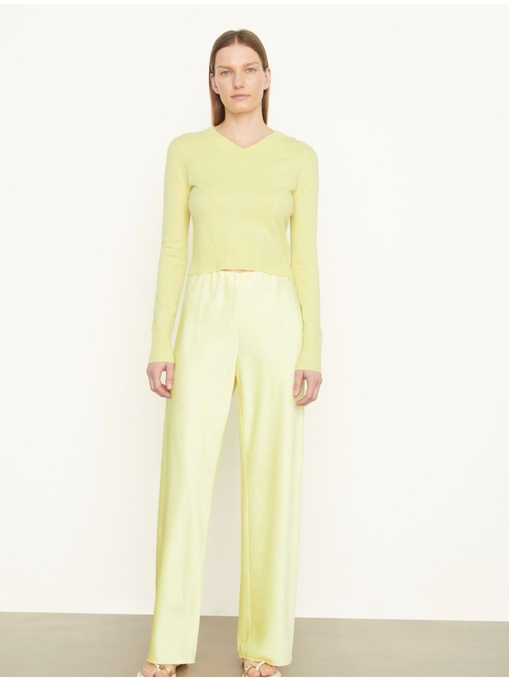 Vince Women's Yellow Satin Bias Pant Size M Yellow